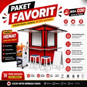 Sewa Gerobak Paket Favorit dengan cup sealer dan perlengkapan usaha