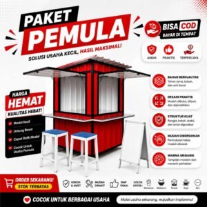 Sewa Gerobak Paket Pemula lengkap kursi dan plang usaha